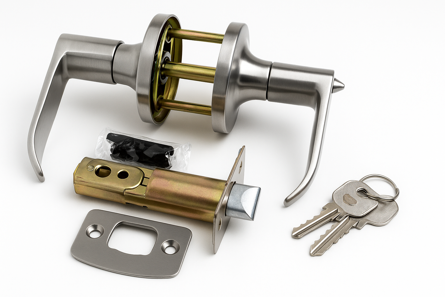 Jhome Keyed Entry Door Knob Lockset w/ 3 key silver handle secure lock set