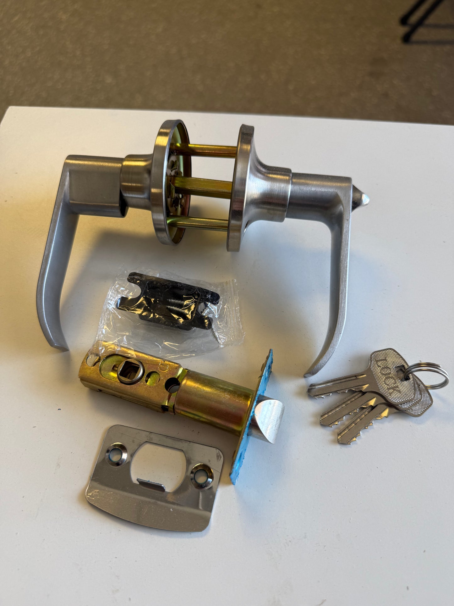 Jhome Keyed Entry Door Knob Lockset w/ 3 key silver handle secure lock set