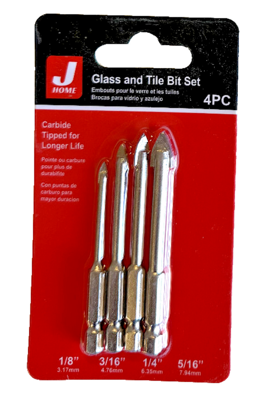 4 piece glass&tile bits(1/8", 3/16", 1/4", 5/16")