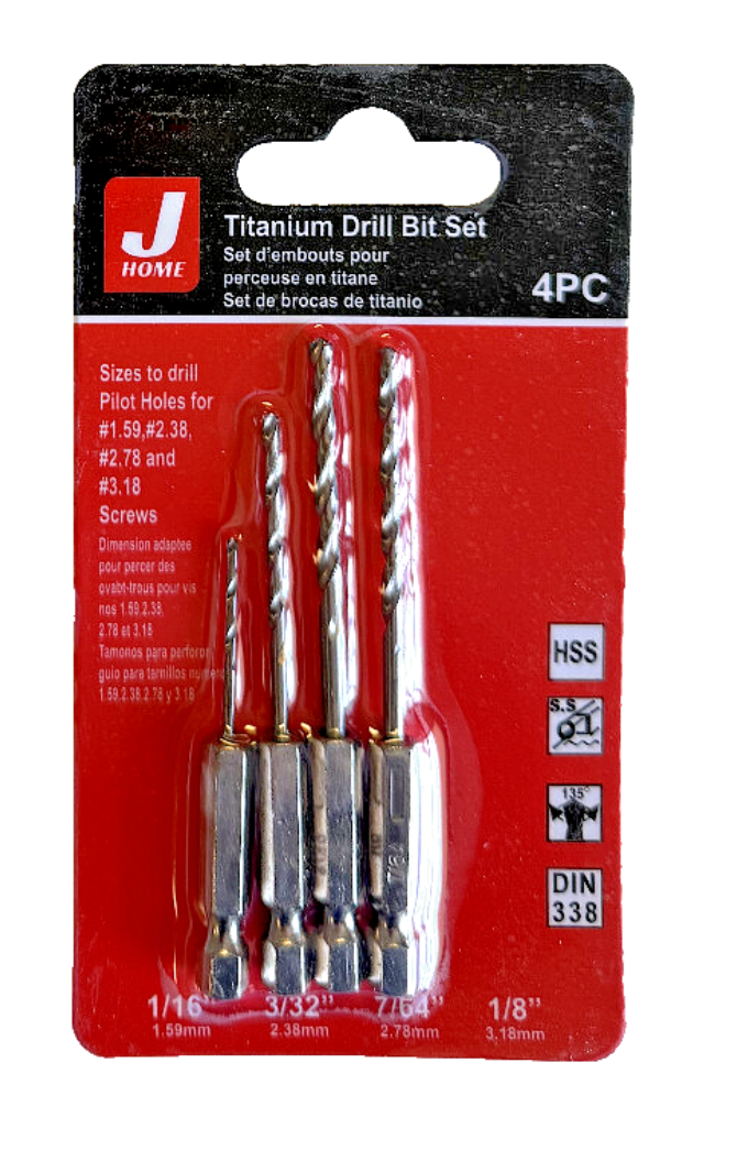 Jhome 4 piece drill bit set( 1/16", 3/32", 7/64", 1/8")