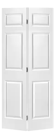 Hollow Core 6-Panel Textured Bi-Fold Closet Door with Hardware Kit – White Finish