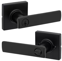 Jhome Pack Interior Square Passage Lever Sets – Matte Black Finish