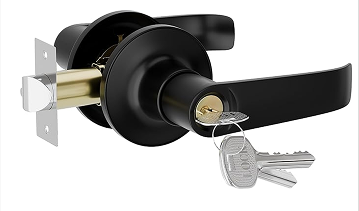 Jhome Interior Round Keyed Entry Lever Set – Matte Black Finish