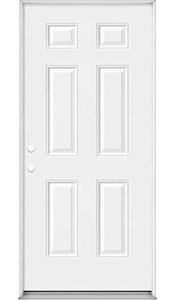 Jhome Exterior 6-Panel Steel Prehung Front Door – Fire-Rated, Solid Core, Primed White