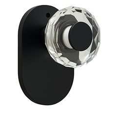 Jhome Interior Round Diamond Privacy Lever Set – Matte Black Finish with Crystal Handle
