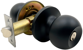Jhome Interior Ball Knob Keyed Entry Set – Matte Black Finish