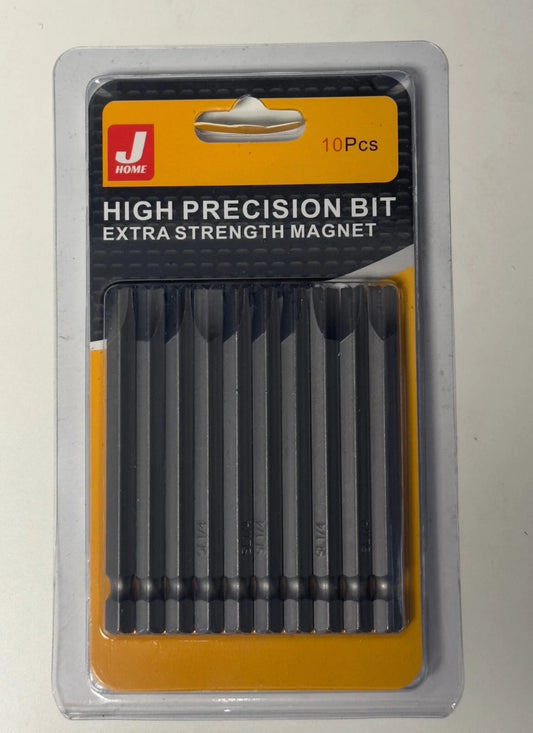 Flat screw driver drill bit 1/4x3" 10pcs